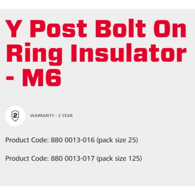 Speedrite Y Post Bolt On Ring Insulator - M6- 125Pcs Speedrite Y Post Bolt On Ring Insulator - M6- 125Pcs