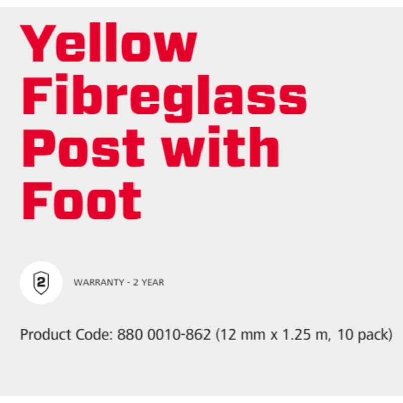 Speedrite Yellow Fibreglass Post with Foot 12 mm x 1.25 m - 10 Pcs Speedrite Yellow Fibreglass Post with Foot 12 mm x 1.25 m - 10 Pcs