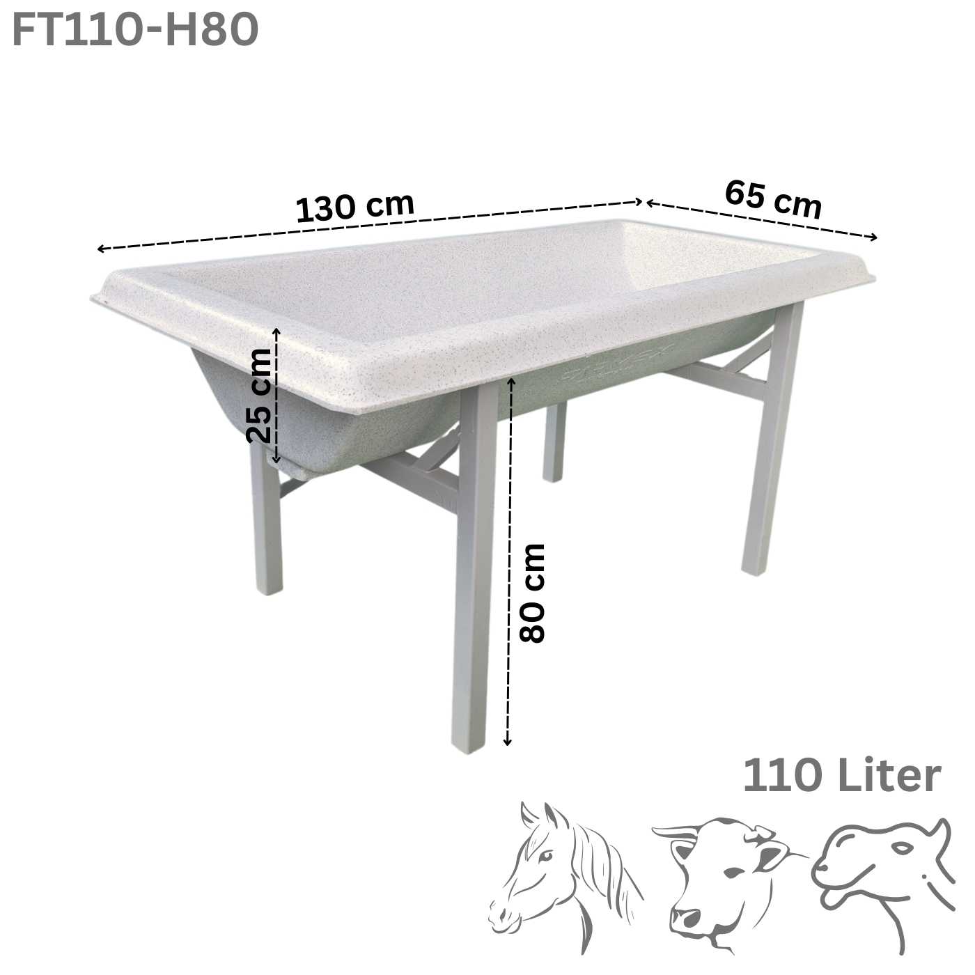 Farmex Trough 110 Liter for small camel, cattle and horse - 80cm Stand